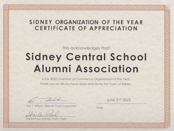 SCSAA Award for Organization of the Years from Town of Sidney
